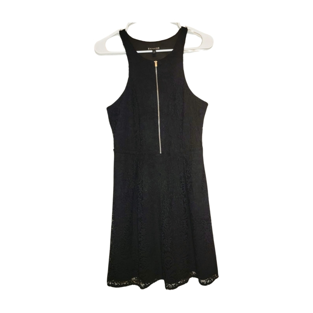 Express Black Lace Fit & Flare Skater Dress Size 8